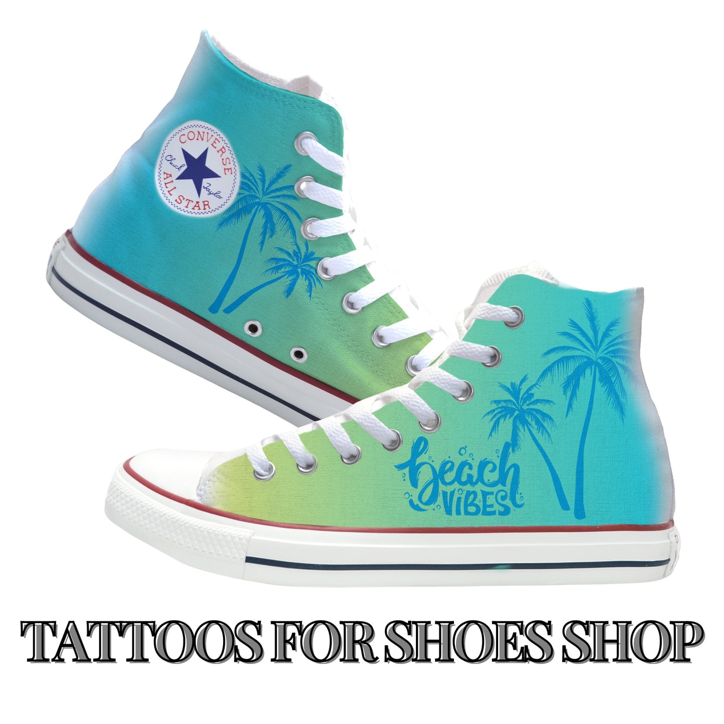 Beach Vibes Green Converse Chucks High Top Shoes