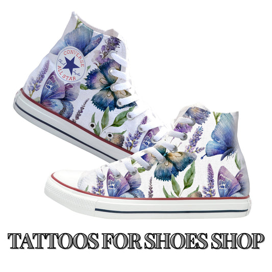 Butterfly in Lavender Converse Chucks High Top Shoes