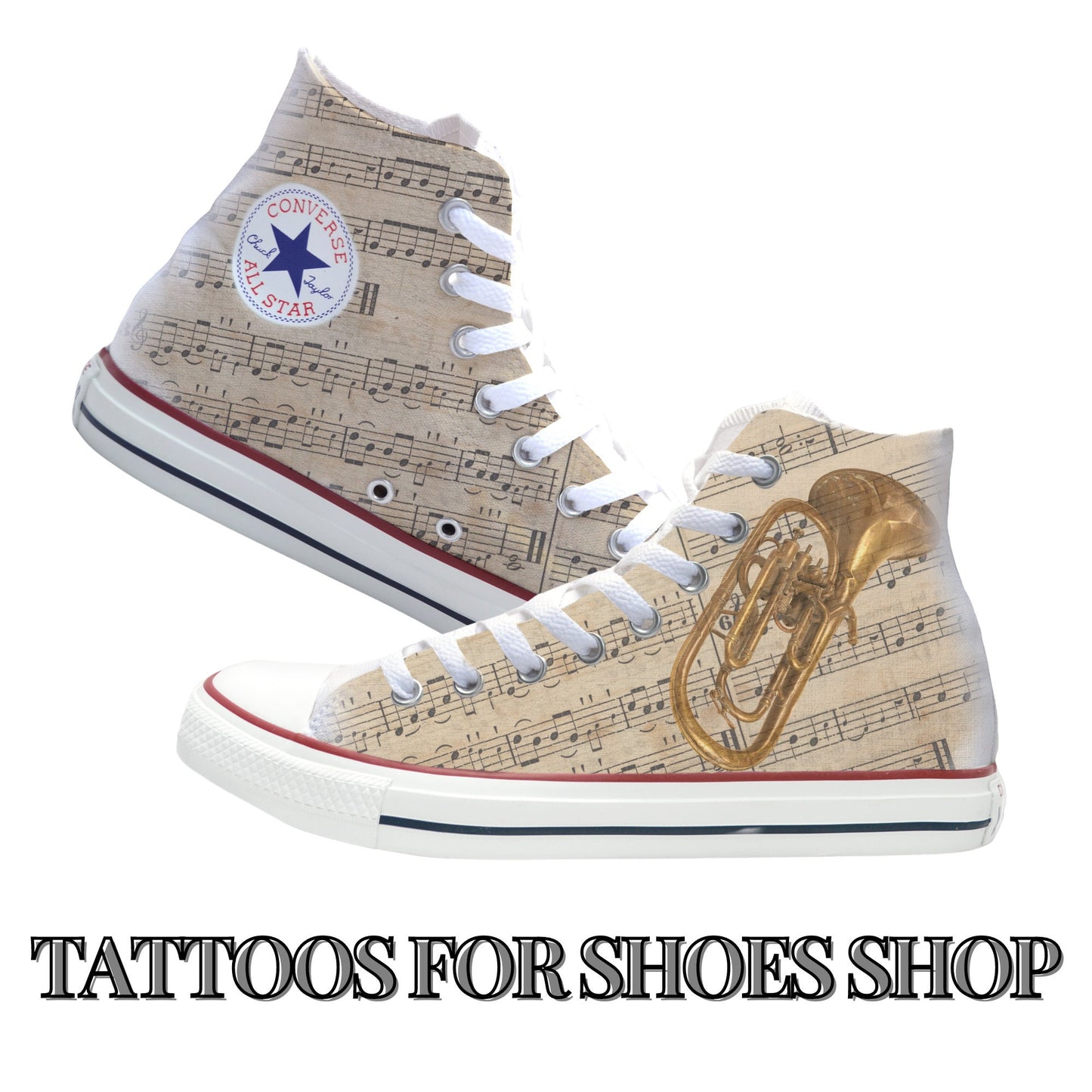 Vintage Euphonium Converse Chucks High Top Shoes