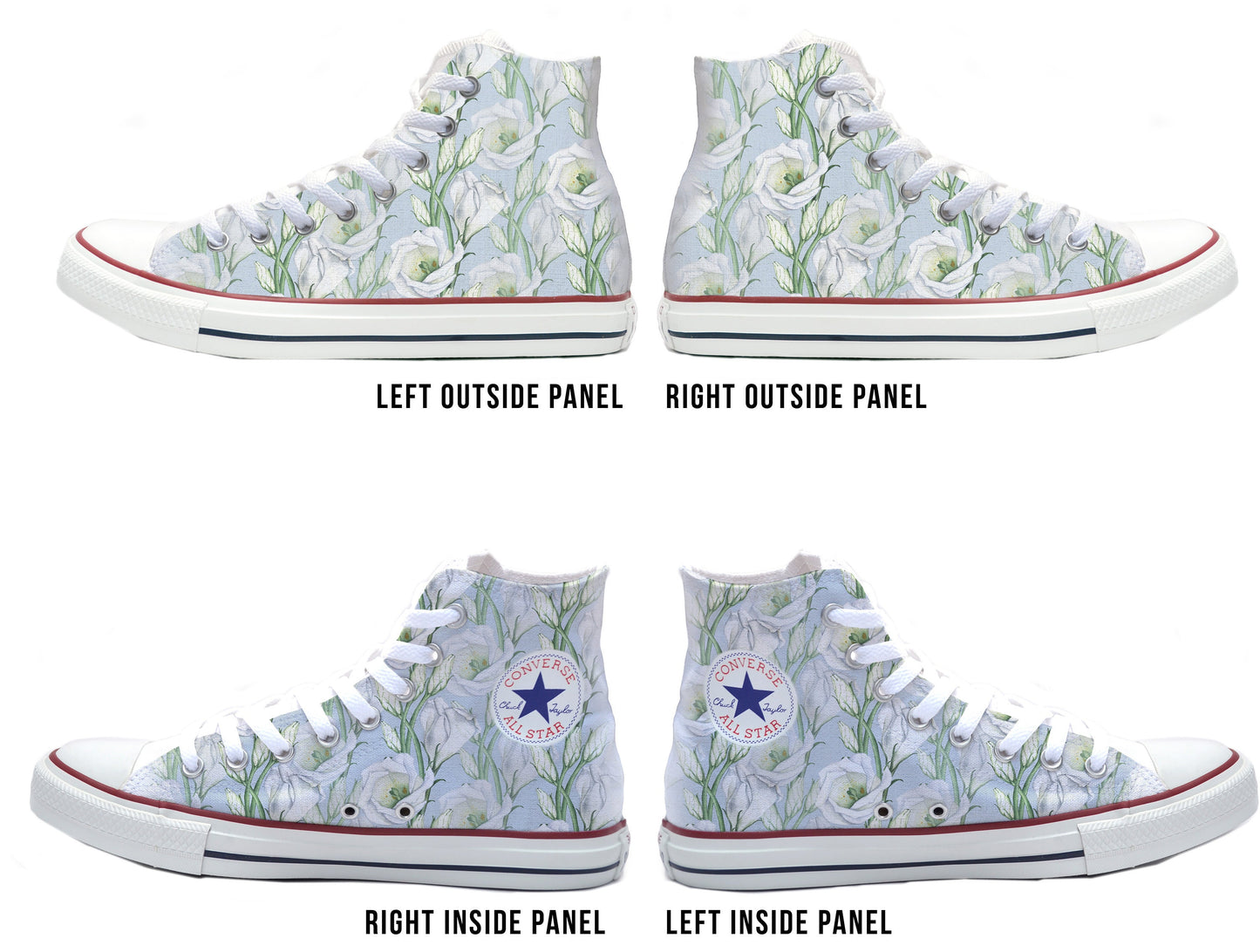 Soft White Roses Converse Chucks High Top Shoes