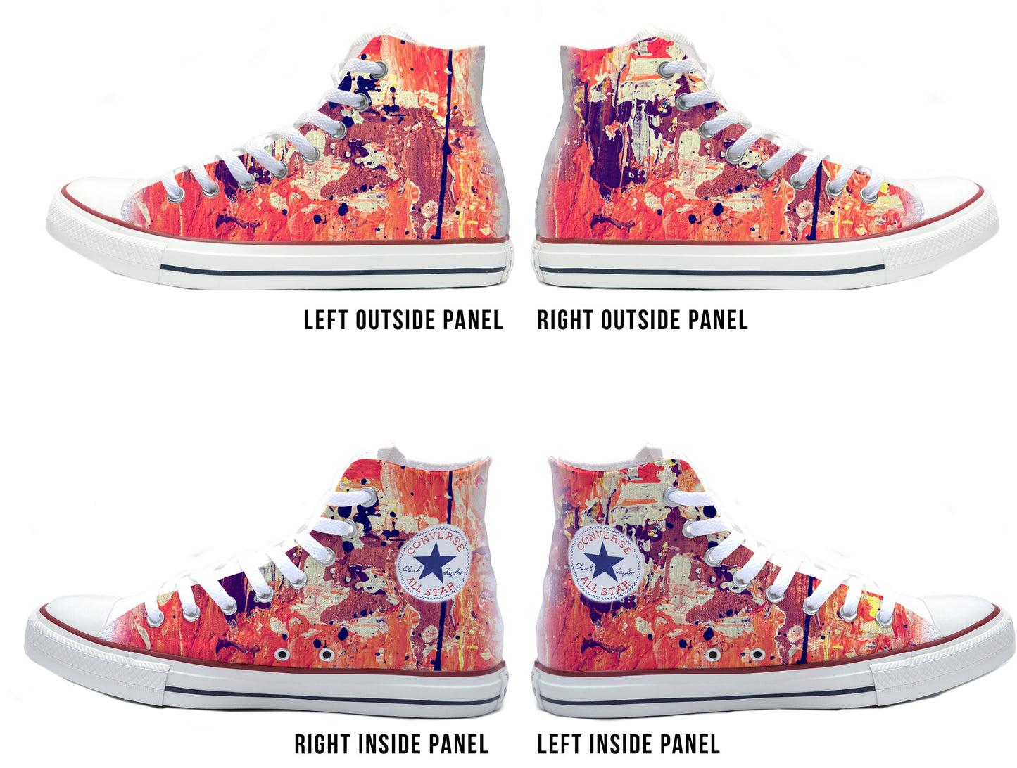 Abstract Paint Orange Converse Chucks High Top Shoes