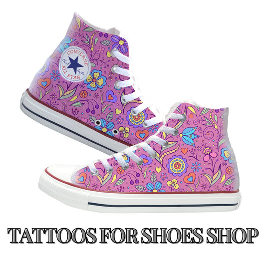 Whimsical Flowers Converse Chucks High Top Shoes