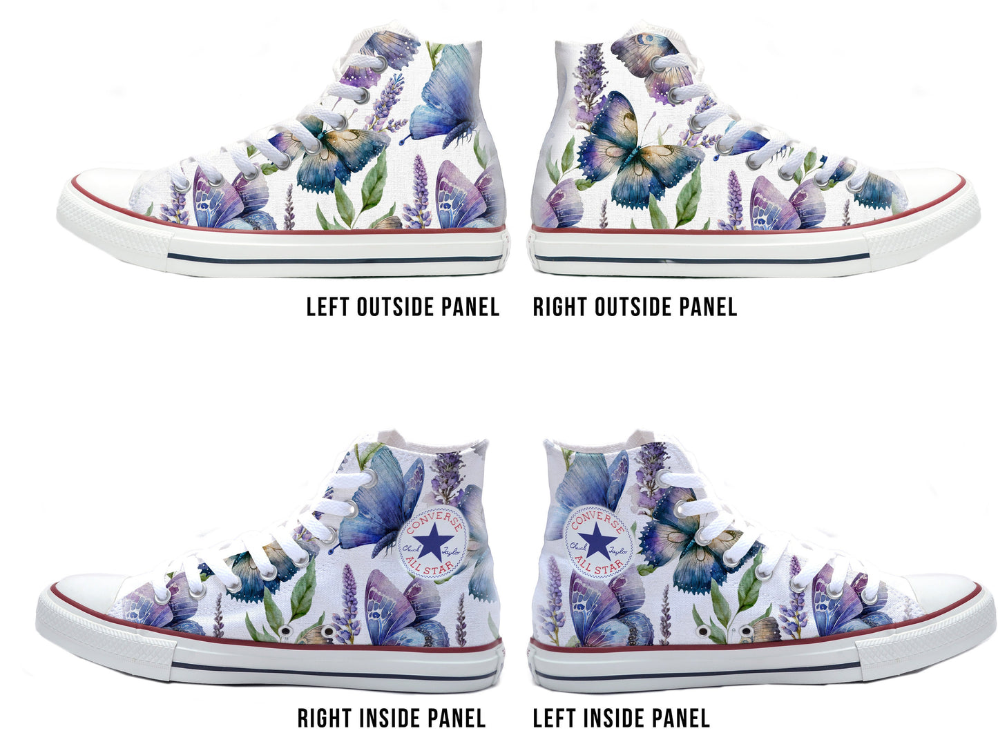 Butterfly in Lavender Converse Chucks High Top Shoes