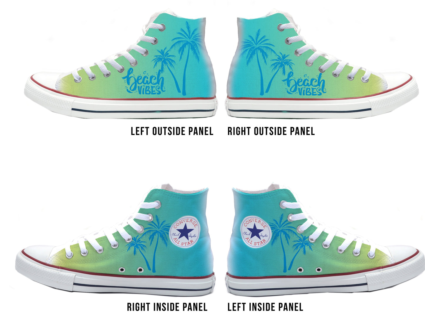 Beach Vibes Green Converse Chucks High Top Shoes