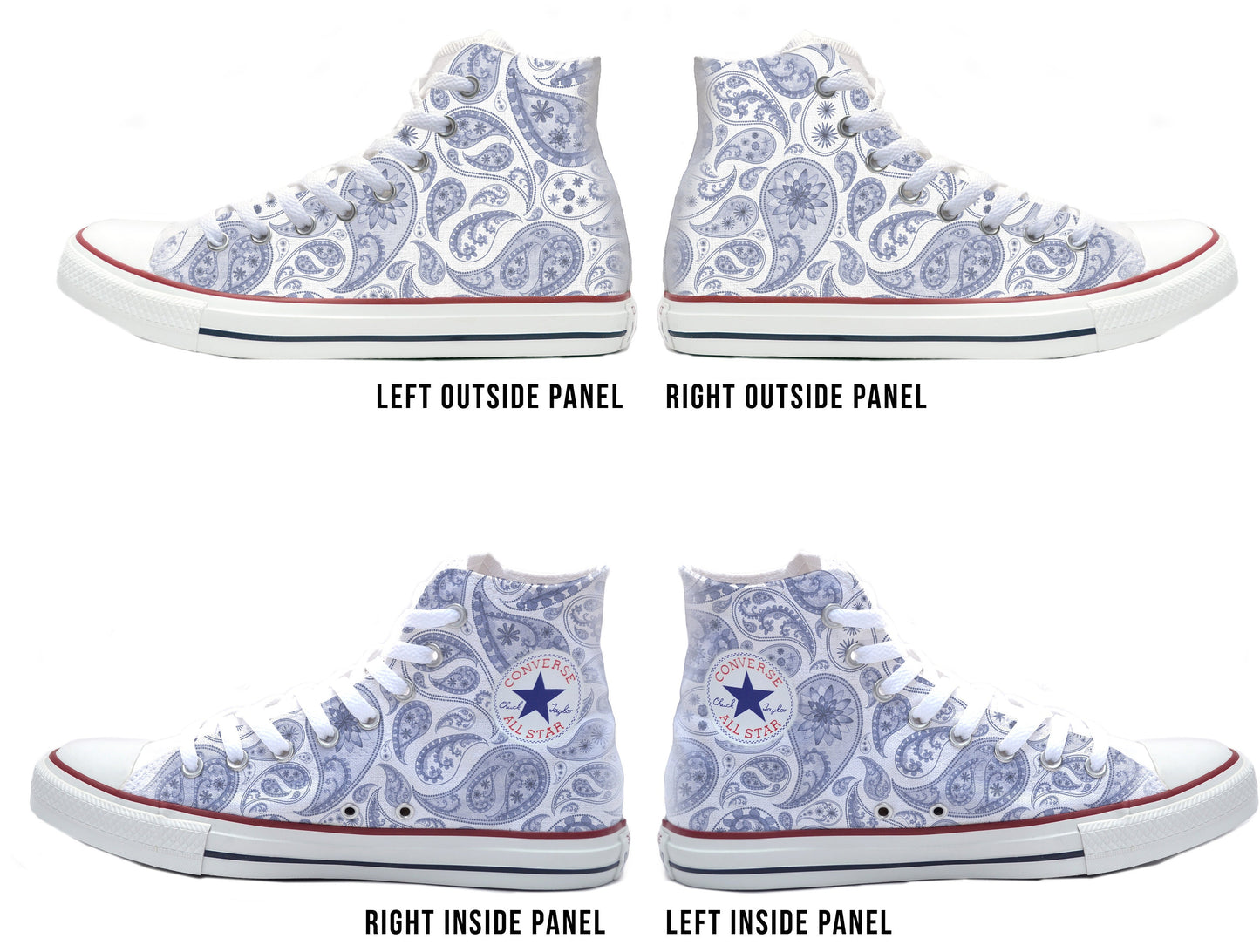 Paisley Blue and White Converse Chucks High Top Shoes