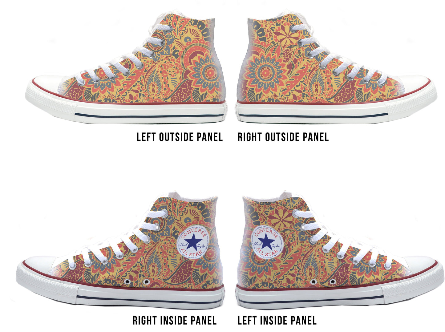 Paisley Gold and Rust Converse Chucks High Top Shoes