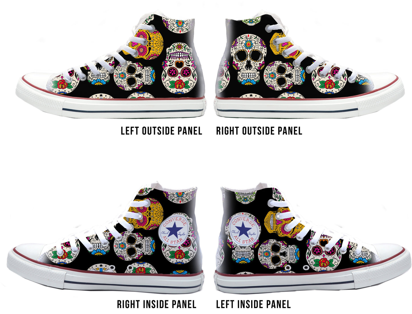 Sugar Skull Pattern Converse Chucks High Top Shoes