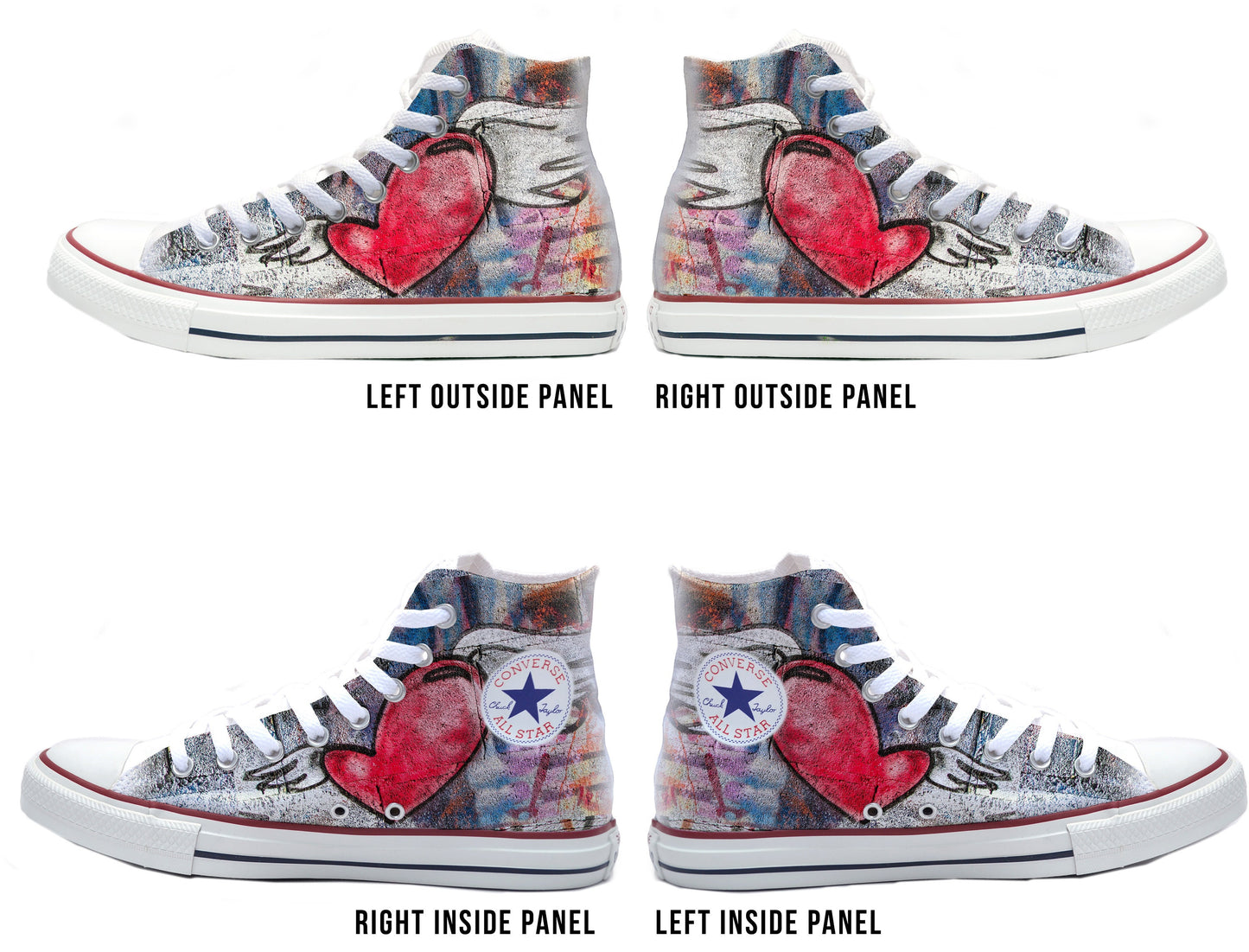 Graffiti Heart with Wings Converse Chucks High Top Shoes