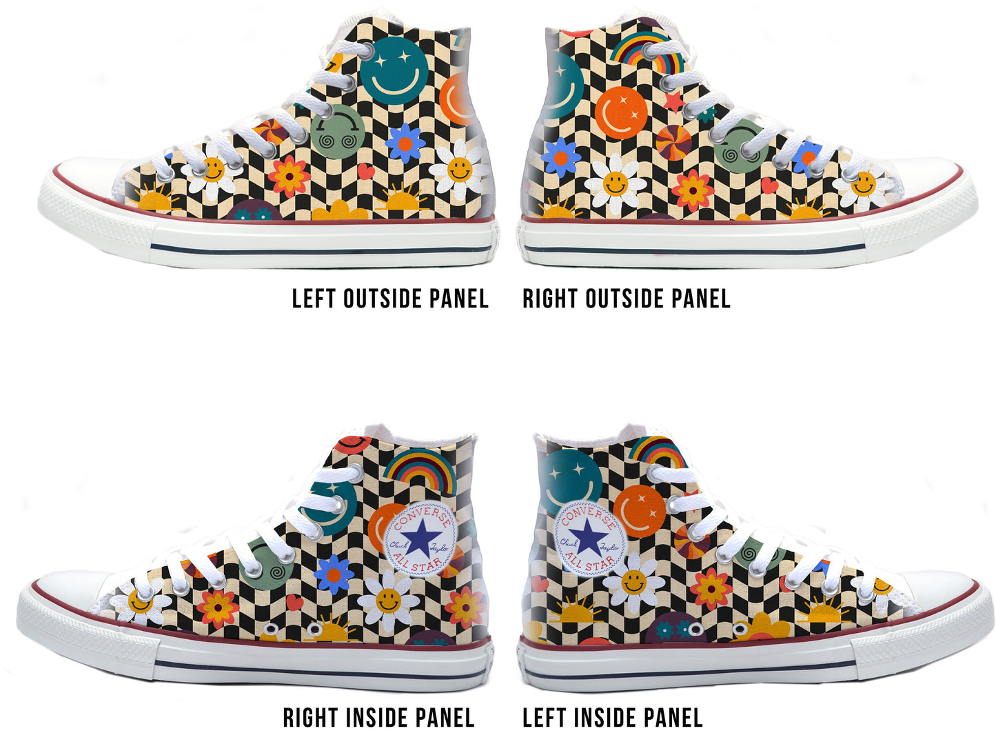 Groovy Funky Pattern Converse Chucks High Top Shoes