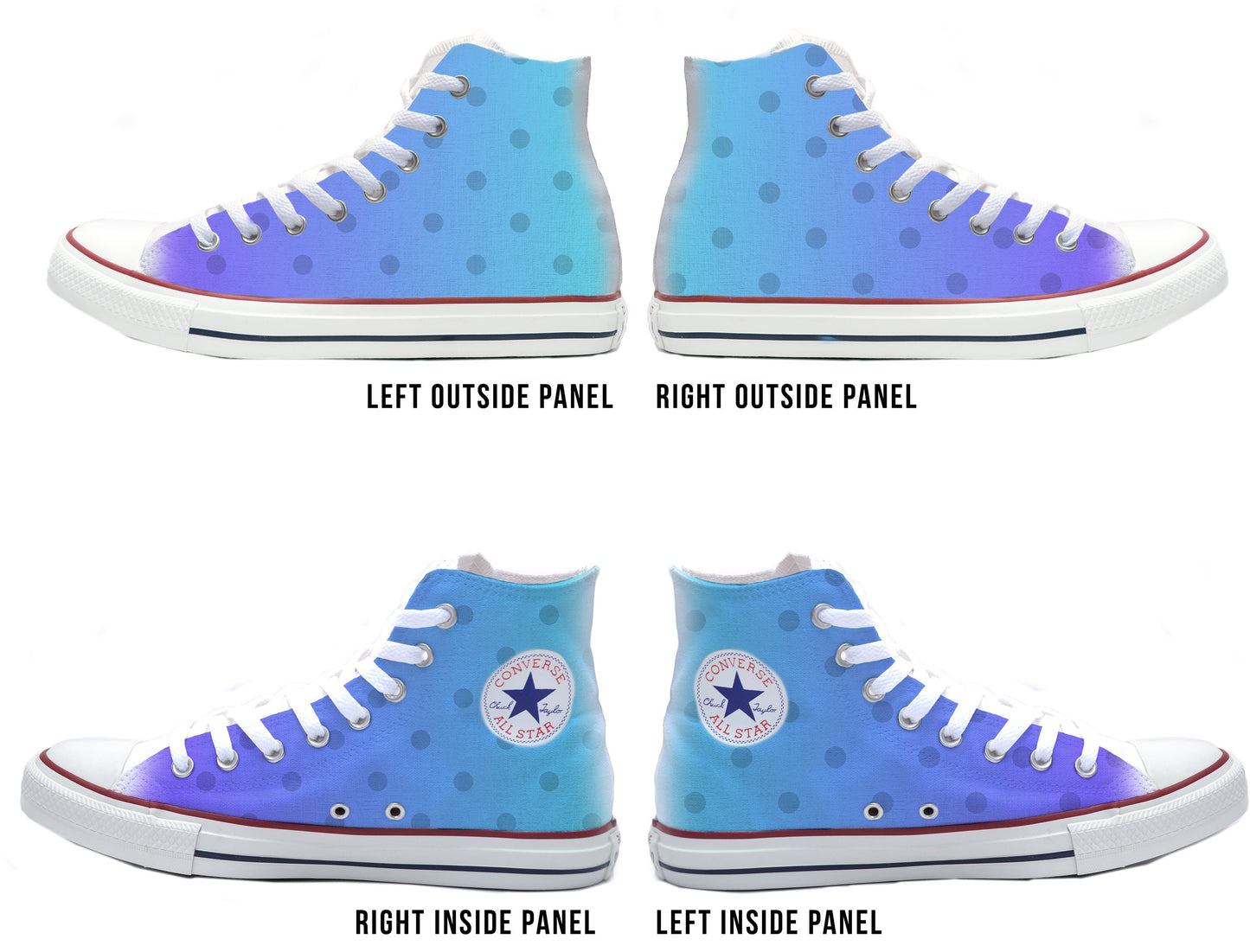 Dots Purple Green Ombre Converse Chucks High Top Shoes