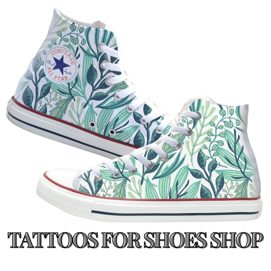 Green Foliage Converse Chucks High Top Shoes