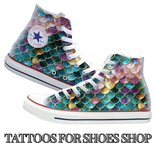 Magic Mermaid Pattern Converse Chucks High Top Shoes