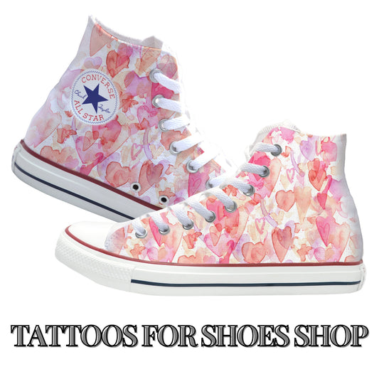 Watercolor Hearts Converse Chucks High Top Shoes