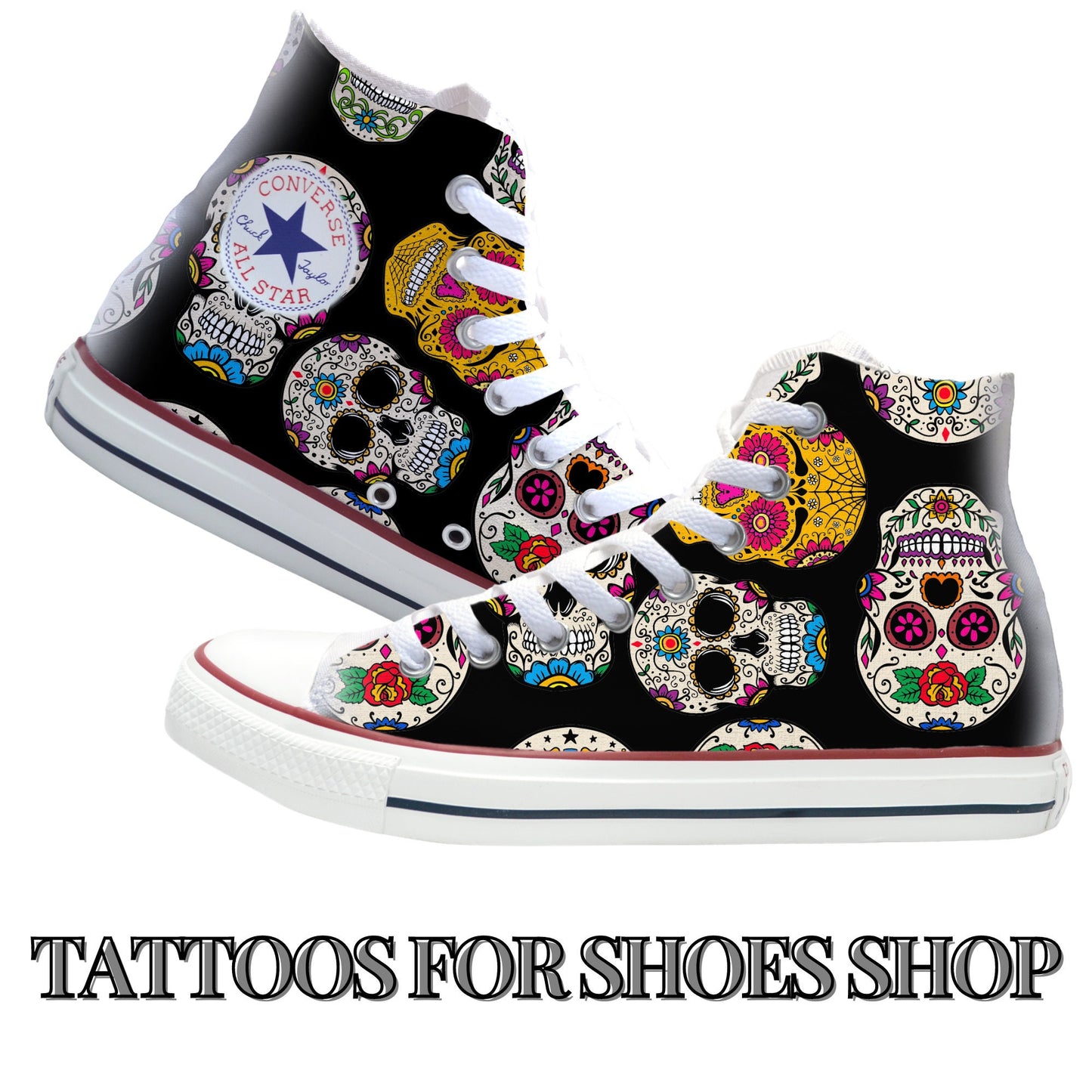 Sugar Skull Pattern Converse Chucks High Top Shoes