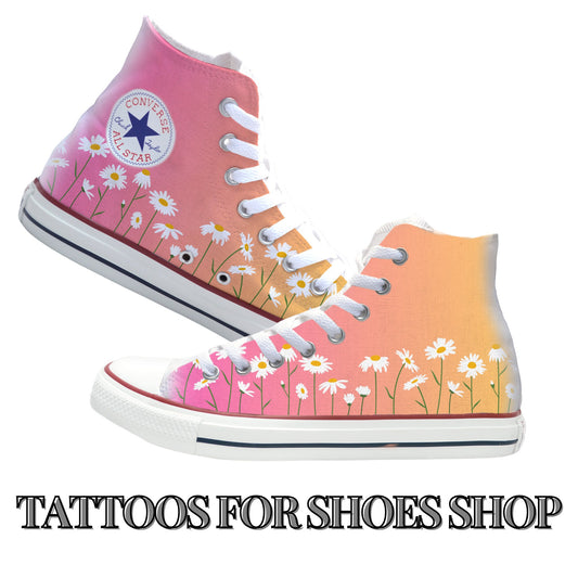 Gradient with Daisies Converse Chucks High Top Shoes