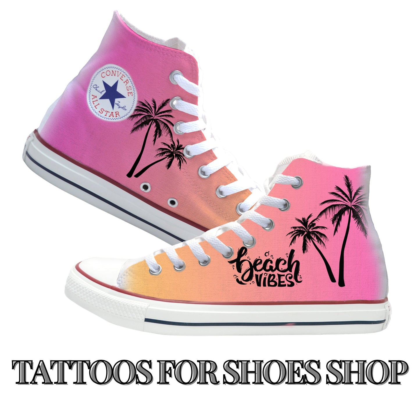 Beach Vibes Pink Converse Chucks High Top Shoes