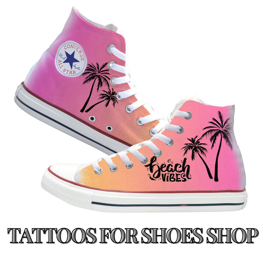 Beach Vibes Pink Converse Chucks High Top Shoes