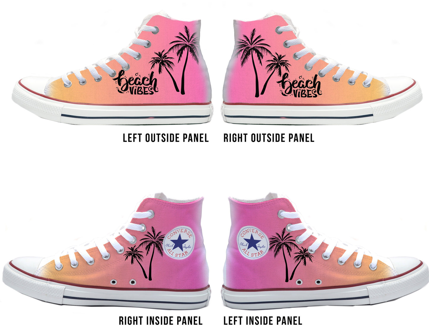 Beach Vibes Pink Converse Chucks High Top Shoes