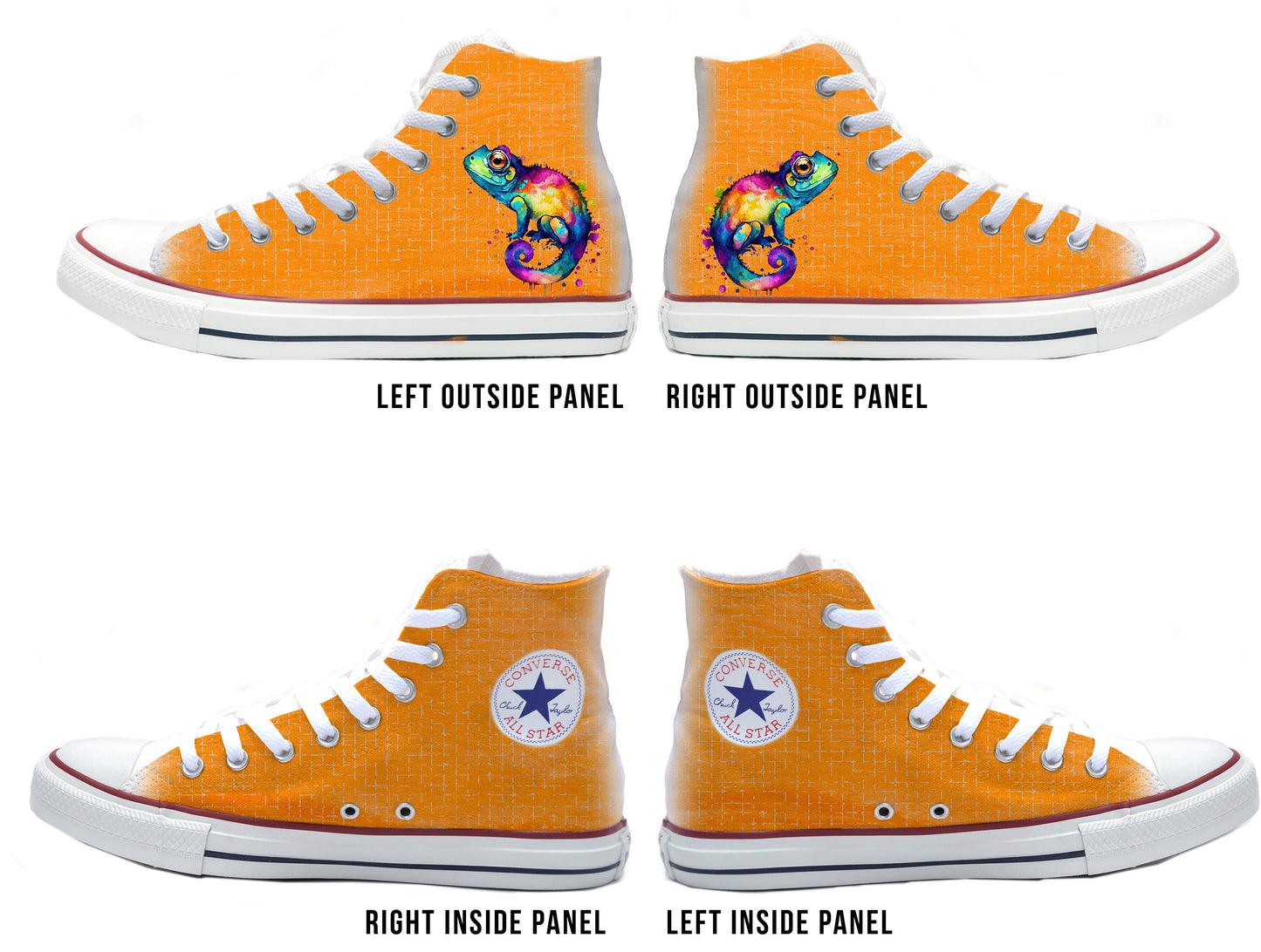 Colorful Watercolor Chameleon Converse Chucks High Top Shoes