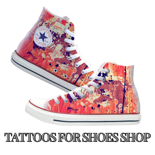 Abstract Paint Orange Converse Chucks High Top Shoes