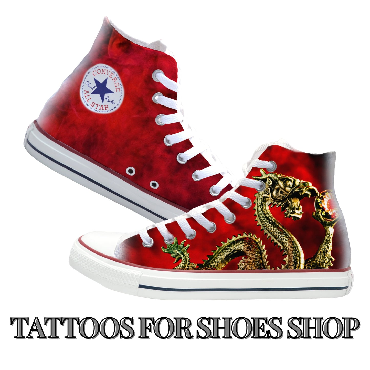 Chinese Dragon Converse Chucks High Top Shoes