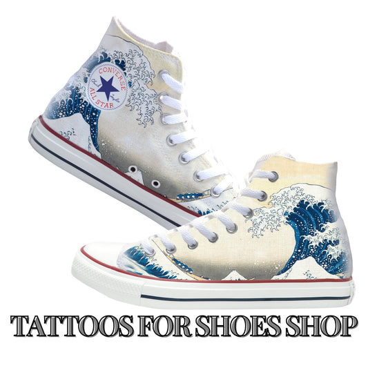 The Great Wave Off Kanagawa Converse Chucks High Top Shoes