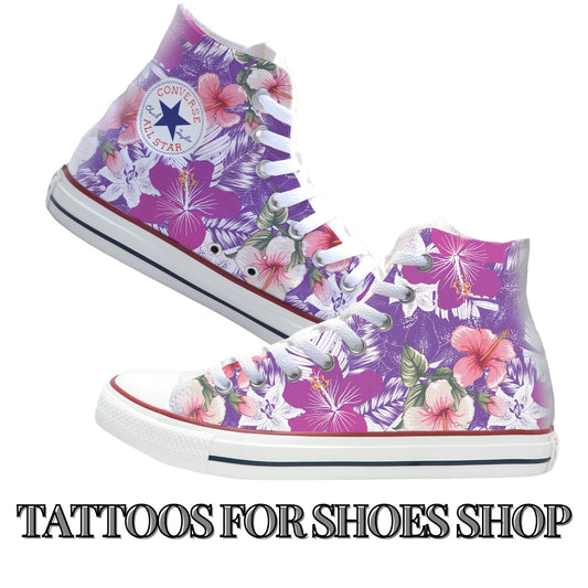 Hibiscus Purple Converse Chucks High Top Shoes