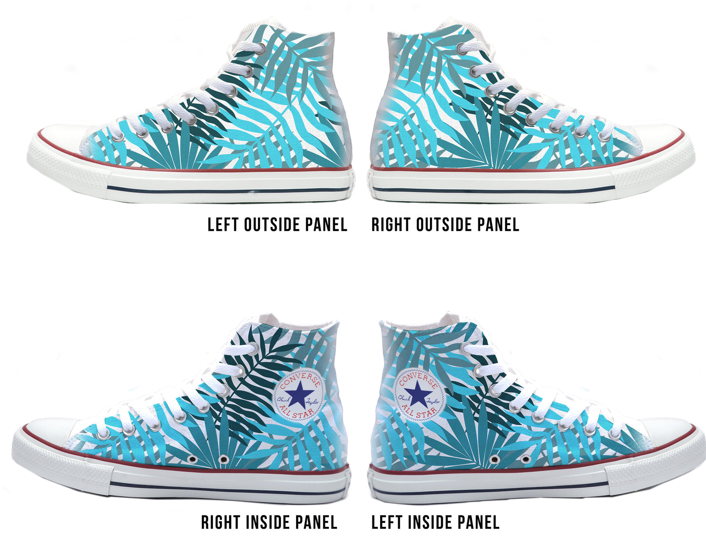 Tropical Palms Blue Converse Chucks High Top Shoes